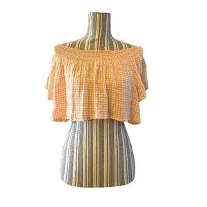 NWT Kiwi & Punch Off the Shoulder short Crop Top, Peach & White, Size S